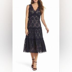 NWT, Maggy London Petite Pleated Lace Dress